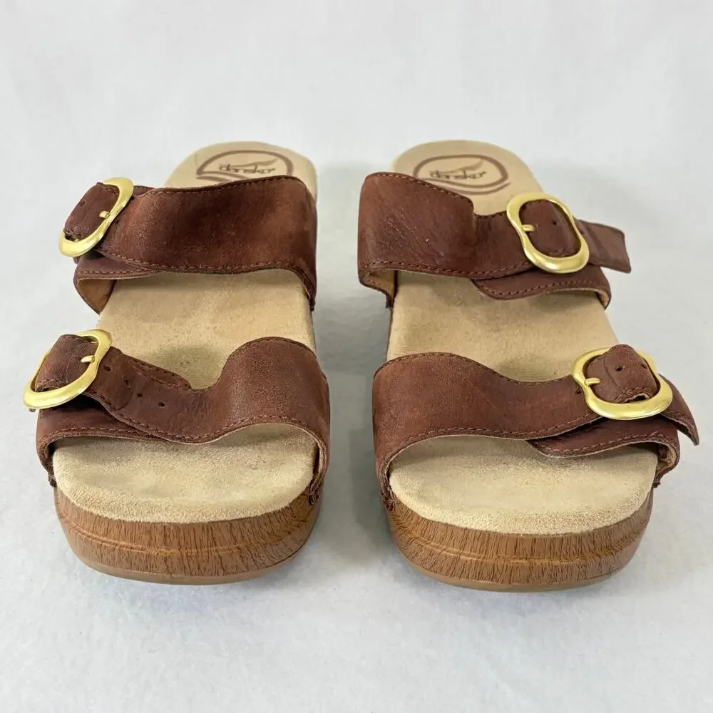 Dansko Sandals Womens EU 39 US 8.5-9 Brown Leather Slip On Cushioned Shoes
